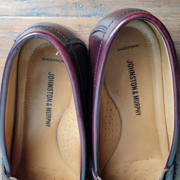 Johnston & Murphy Hayes Tassel Loafers Mens 9.5M Burgundy Leather Dress Shoes - Picture 5 of 10